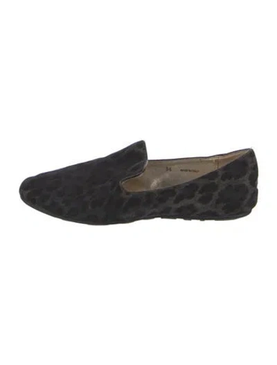 Pre-owned Jimmy Choo Suede Animal Print Loafers In Gray