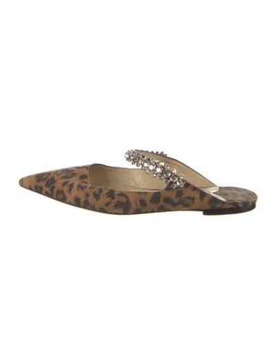 Pre-owned Jimmy Choo Suede Animal Print Mules In Brown