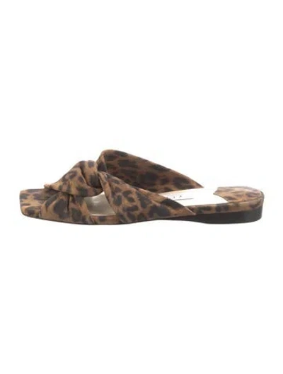 Pre-owned Jimmy Choo Suede Animal Print Slides In Brown