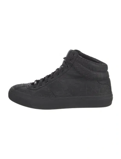Pre-owned Jimmy Choo Suede Animal Print Sneakers In Black