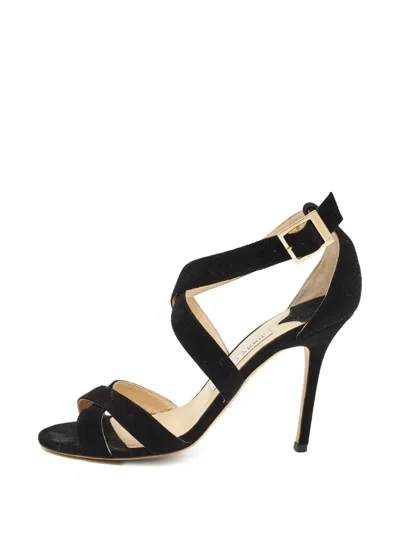 Pre-owned Jimmy Choo Suede Ankle-strap Sandals In Black