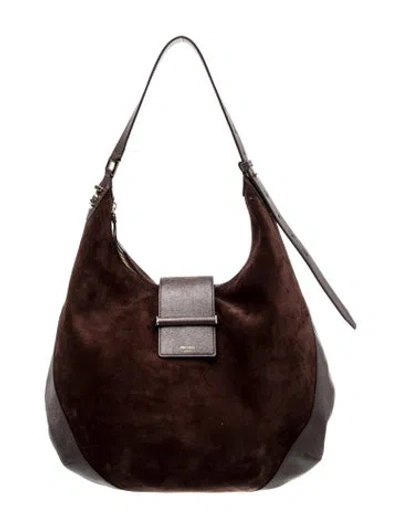Pre-owned Jimmy Choo Suede Bar Bag Medium In Brown