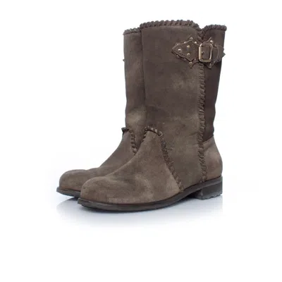 Jimmy Choo , Suede Biker Boots In Brown