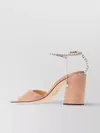 Jimmy Choo Suede Block Heel Sandals With Embellished Strap