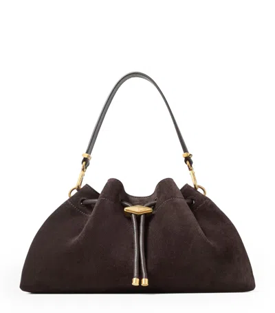 JIMMY CHOO MEDIUM CINCH SUEDE SHOULDER BAG