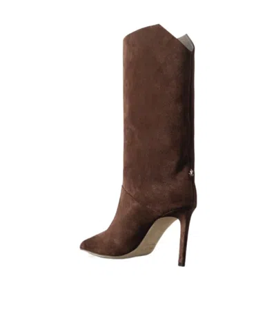 Jimmy Choo Beren 85 Suede Boots In Brown
