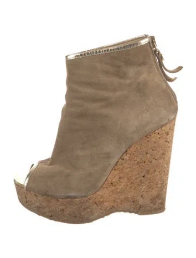 Pre-owned Jimmy Choo Suede Boots In Neutral