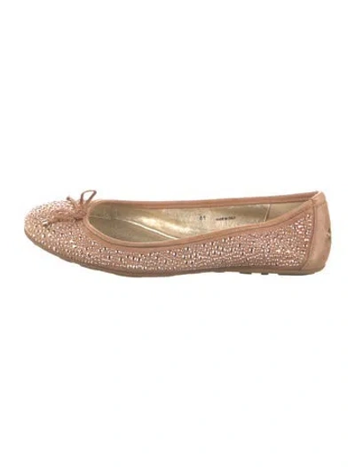 Pre-owned Jimmy Choo Suede Bow Accents Ballet Flats In Neutral
