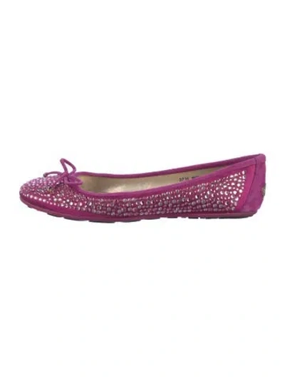Pre-owned Jimmy Choo Suede Bow Accents Ballet Flats In Pink