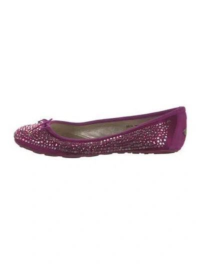 Pre-owned Jimmy Choo Suede Bow Accents Ballet Flats In Purple