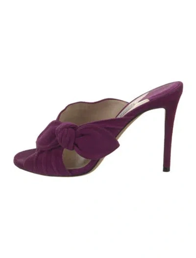 Pre-owned Jimmy Choo Suede Bow Accents Mules In Purple