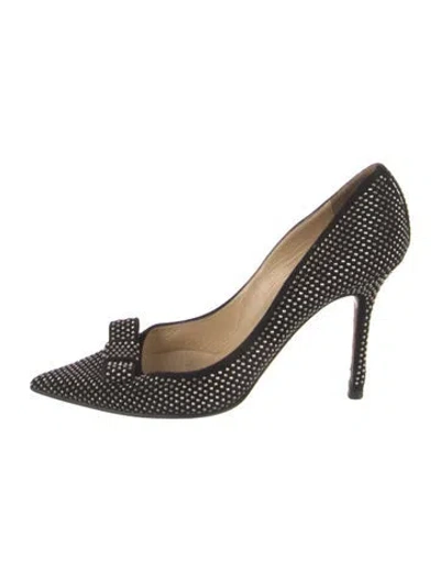 Pre-owned Jimmy Choo Suede Bow Accents Pumps In Black