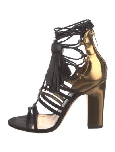 Pre-owned Jimmy Choo Suede Braided Accents Gladiator Sandals In Multi