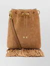 Jimmy Choo Mini Cinch Suede Bucket Bag With Fringe Tassels In Brown