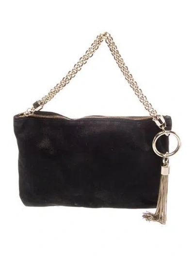 Pre-owned Jimmy Choo Suede Callie Clutch In Black