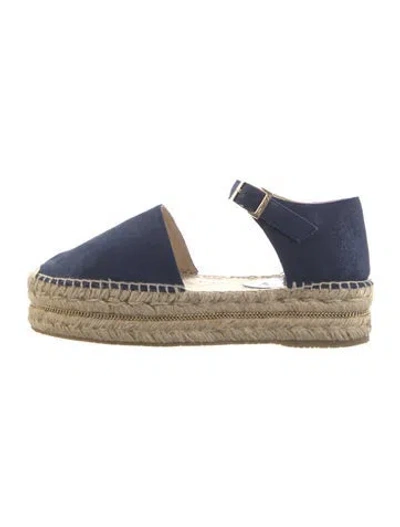 Pre-owned Jimmy Choo Suede Chain-link Accents Espadrilles In Blue