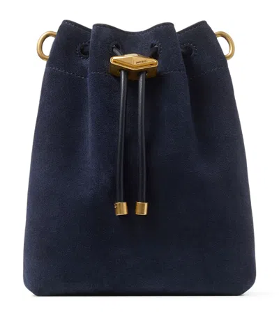 Jimmy Choo Suede Cinch Mini Bucket Bag In Blue