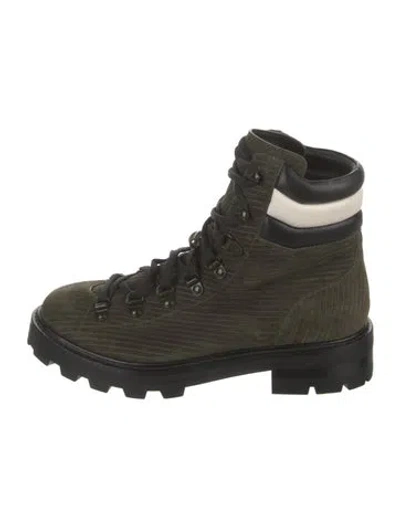 Pre-owned Jimmy Choo Suede Colorblock Pattern Combat Boots In Green