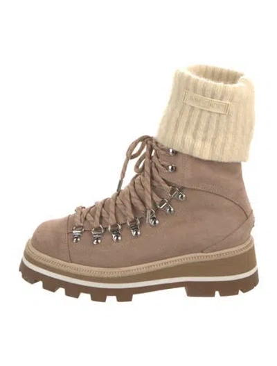 Pre-owned Jimmy Choo Suede Colorblock Pattern Combat Boots In Neutral