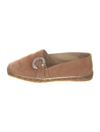 Pre-owned Jimmy Choo Suede Colorblock Pattern Espadrilles In Brown