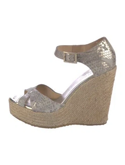 Pre-owned Jimmy Choo Suede Colorblock Pattern Espadrilles In Gray