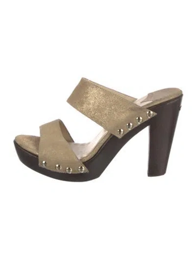 Pre-owned Jimmy Choo Suede Colorblock Pattern Slides In Neutral