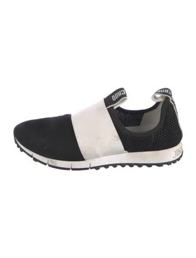 Pre-owned Jimmy Choo Suede Colorblock Pattern Sneakers In Black