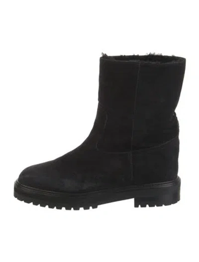 Pre-owned Jimmy Choo Suede Combat Boots In Black