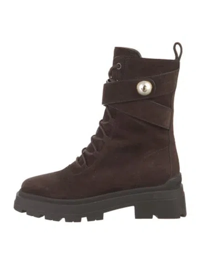 Pre-owned Jimmy Choo Suede Combat Boots In Brown