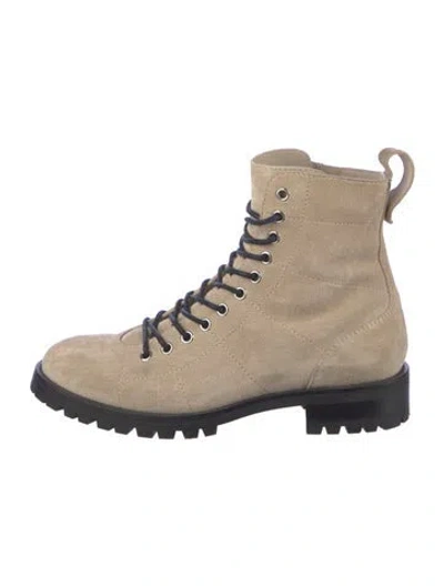 Pre-owned Jimmy Choo Suede Combat Boots In Neutral