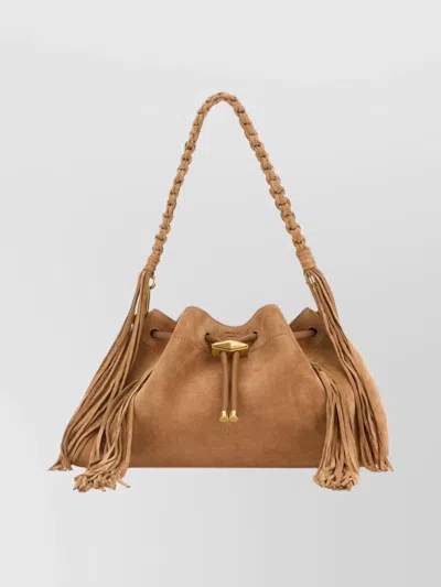 Jimmy Choo Suede Crossbody Bag Featuring Braided Handle In Brown