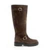Jimmy Choo Suede Crosta Biker Boots In Brown