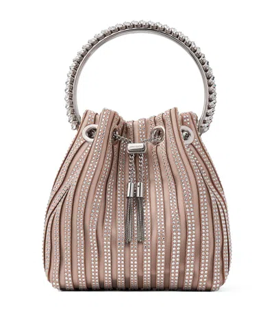 JIMMY CHOO SUEDE CRYSTAL-EMBELLISHED BON BON BAG