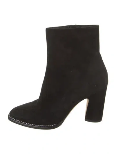 Pre-owned Jimmy Choo Suede Crystal Embellishments Boots In Black