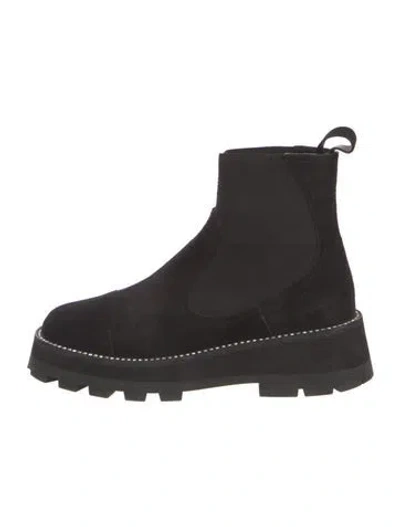 Pre-owned Jimmy Choo Suede Crystal Embellishments Chelsea Boots In Black