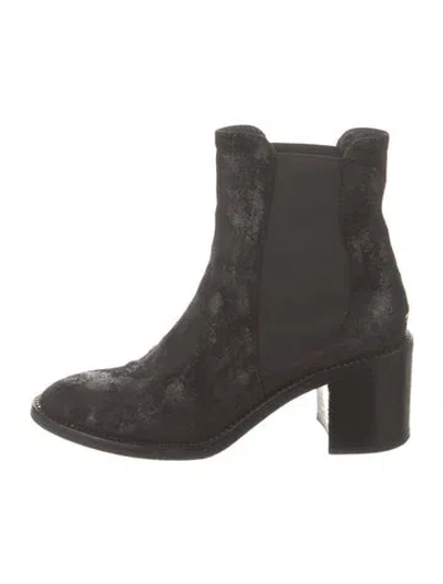 Pre-owned Jimmy Choo Suede Crystal Embellishments Chelsea Boots In Black