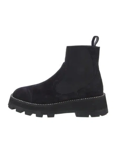 Pre-owned Jimmy Choo Suede Crystal Embellishments Chelsea Boots In Black