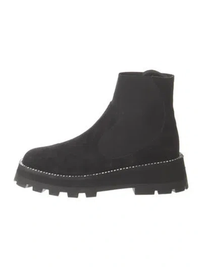 Pre-owned Jimmy Choo Suede Crystal Embellishments Chelsea Boots In Black