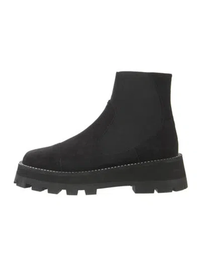 Pre-owned Jimmy Choo Suede Crystal Embellishments Chelsea Boots In Black