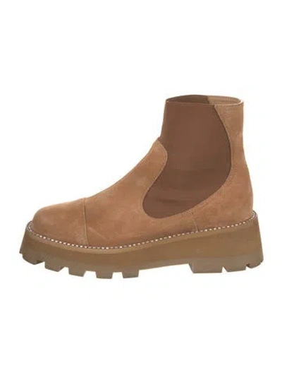 Pre-owned Jimmy Choo Suede Crystal Embellishments Chelsea Boots In Brown