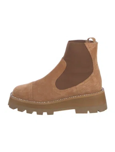 Pre-owned Jimmy Choo Suede Crystal Embellishments Chelsea Boots In Brown