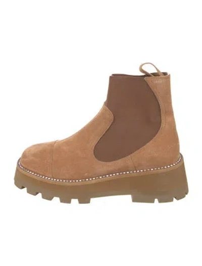 Pre-owned Jimmy Choo Suede Crystal Embellishments Chelsea Boots In Brown