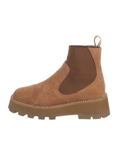 Pre-owned Jimmy Choo Suede Crystal Embellishments Chelsea Boots In Brown