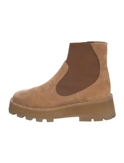 Pre-owned Jimmy Choo Suede Crystal Embellishments Chelsea Boots In Brown