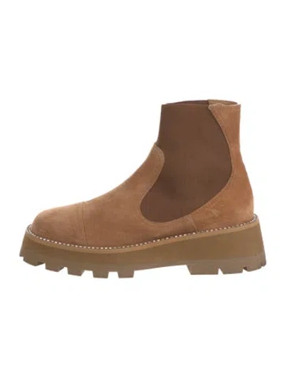 Pre-owned Jimmy Choo Suede Crystal Embellishments Chelsea Boots In Brown