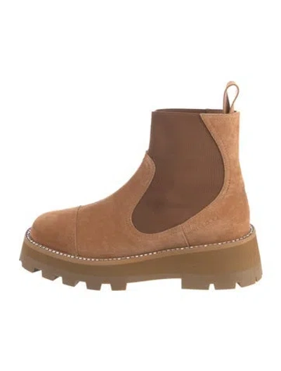 Pre-owned Jimmy Choo Suede Crystal Embellishments Chelsea Boots In Brown