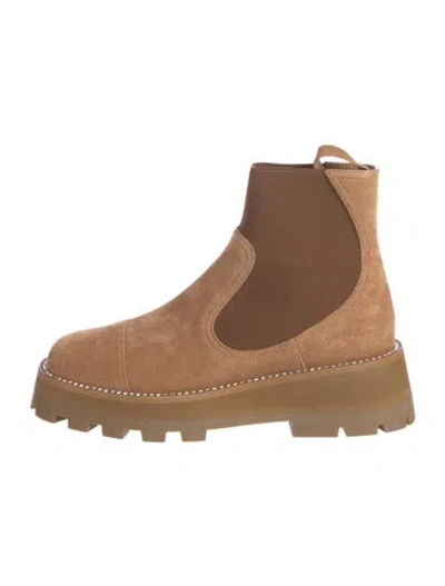 Pre-owned Jimmy Choo Suede Crystal Embellishments Chelsea Boots In Brown/neutrals