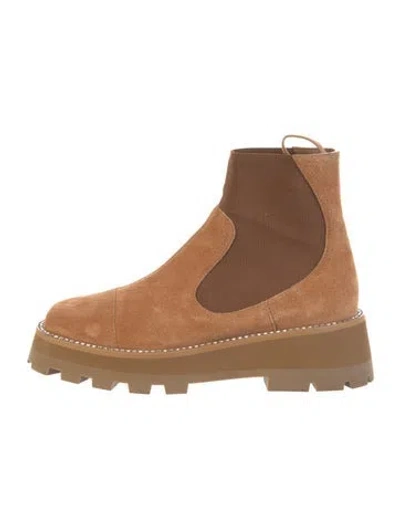 Pre-owned Jimmy Choo Suede Crystal Embellishments Chelsea Boots In Neutral