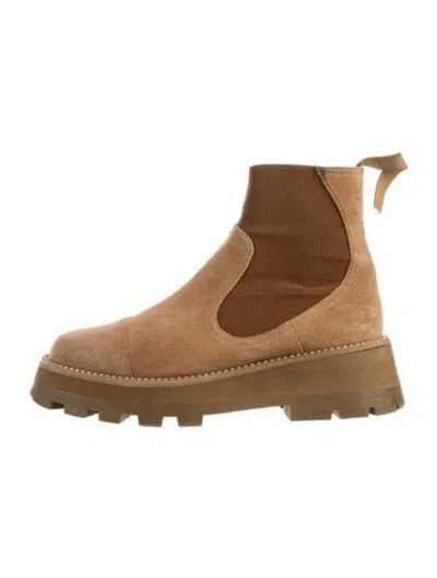Pre-owned Jimmy Choo Suede Crystal Embellishments Chelsea Boots In Neutral