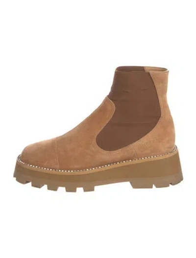Pre-owned Jimmy Choo Suede Crystal Embellishments Chelsea Boots In Neutrals